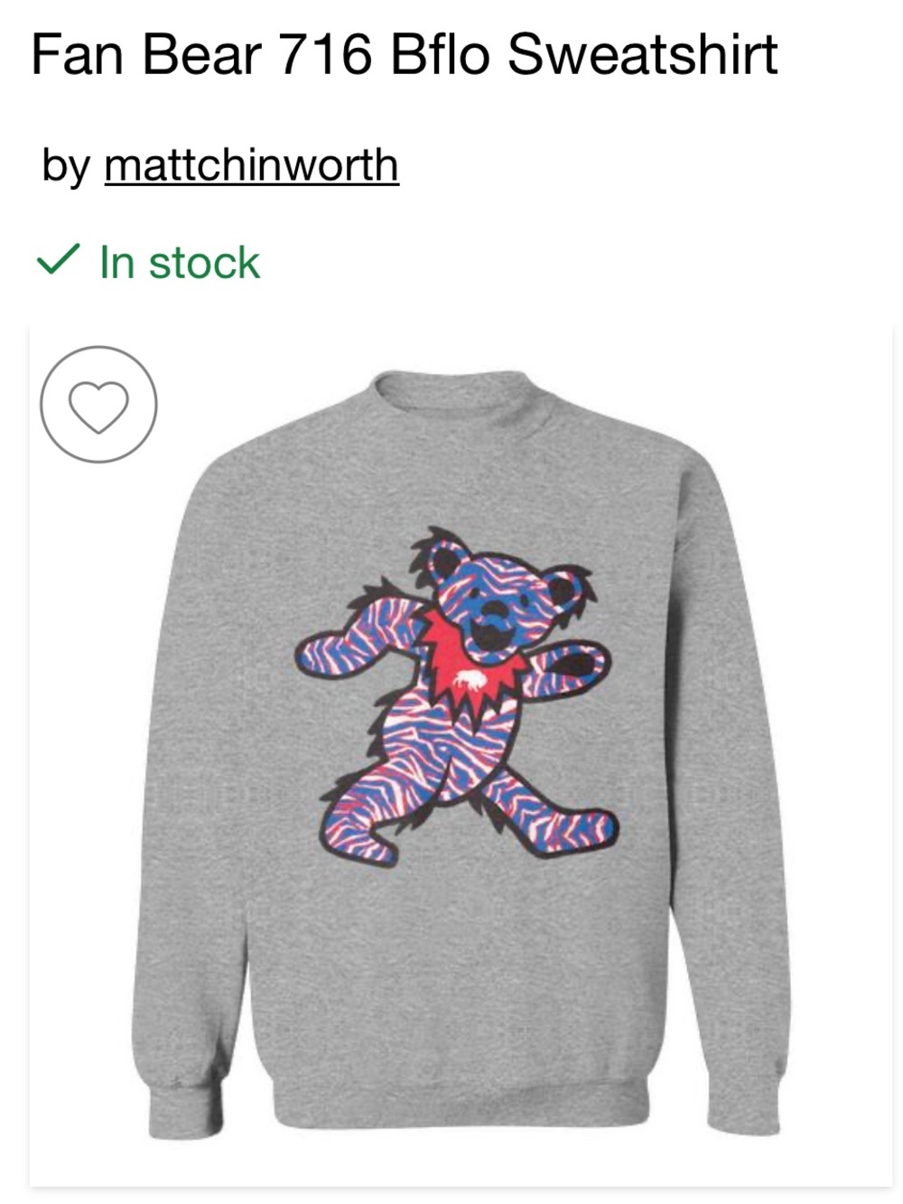 Buffalo Bills Fan Bear Crewneck